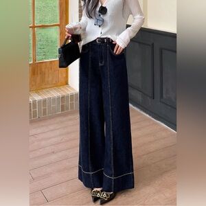 Commense Dark Navy Wide Leg Jeans